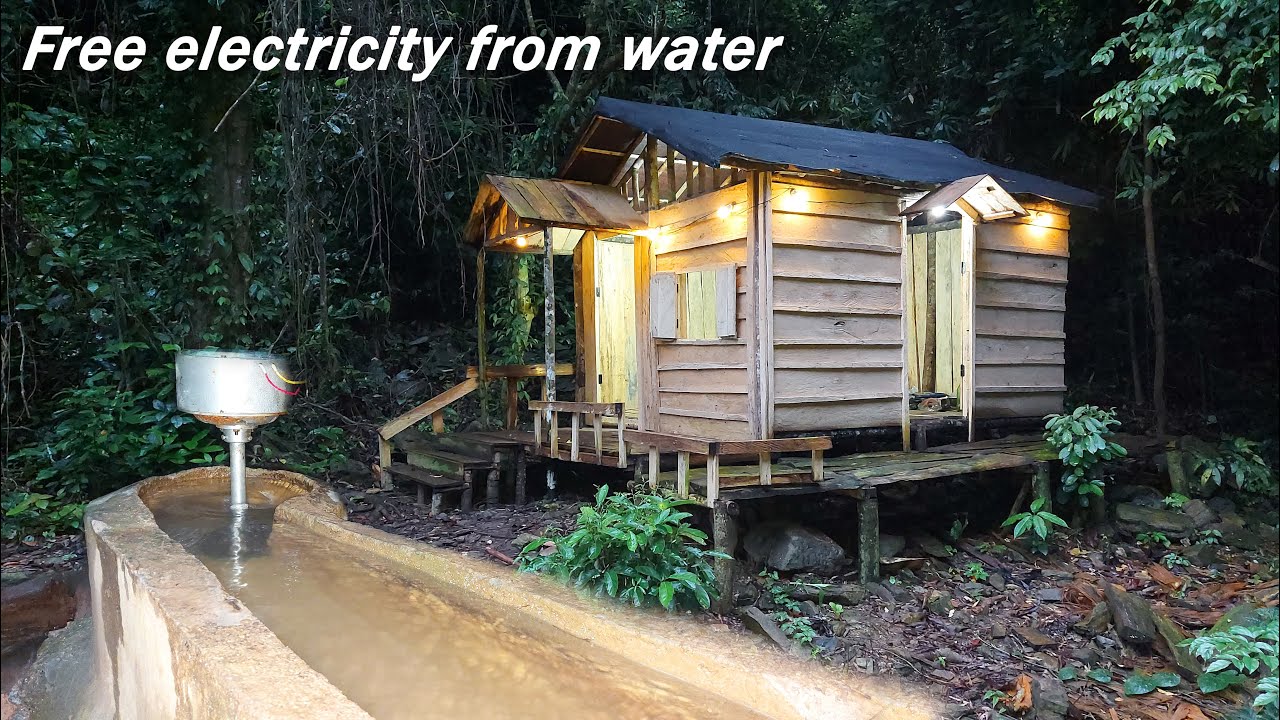 Free electricity from water, Build generator install electrical system for hut Bushcraft, Off Grid