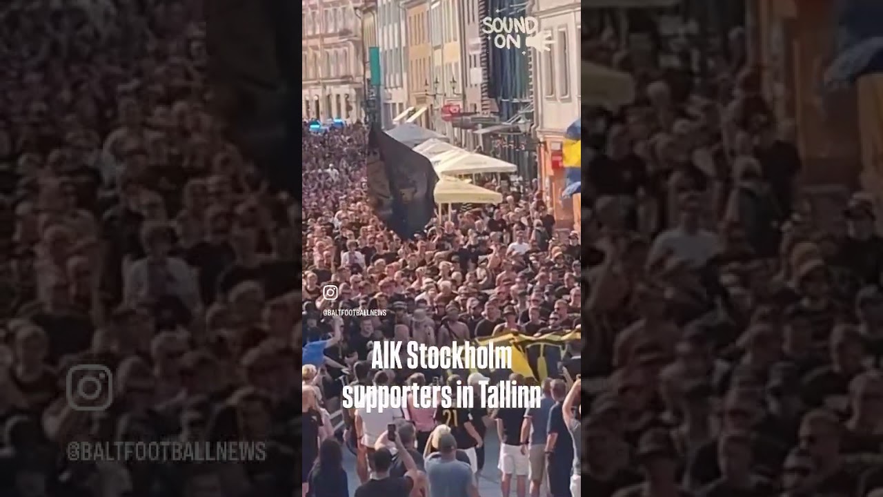 An impressive march by AIK Stockholm fans in Tallinn #uecl #ultras #footballfans #aikstockholm