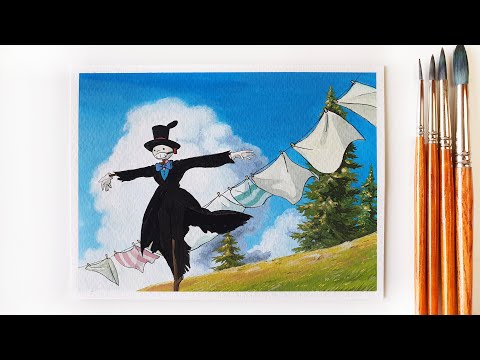 Painting Studio Ghibli Scene with Poster Color : Howl's Moving Castle