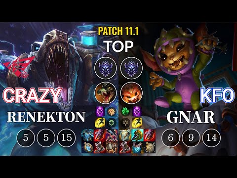 RW Crazy Renekton vs kfo Gnar Top - KR Patch 11.1