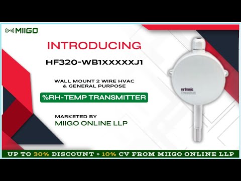𝐇𝐅𝟑𝟐𝟎-𝐖𝐁𝟏𝐗𝐗𝐗𝐗𝐗/𝐉𝟏 Wall Mount 2 Wire HVAC & General Purpose Humidity Temperature Transmitter