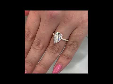 3.60 ct Pear Shape Moissanite Yellow Gold Engagement Ring