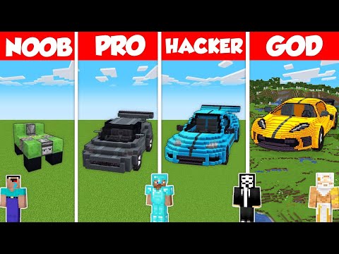 SPORT CAR STATUE HOUSE BUILD CHALLENGE - Minecraft Battle: NOOB vs PRO vs HACKER vs GOD / Animation