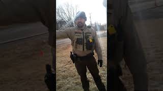 Steele County Deputies in Ellendale, tell a property owner to get off his property or go to jail.