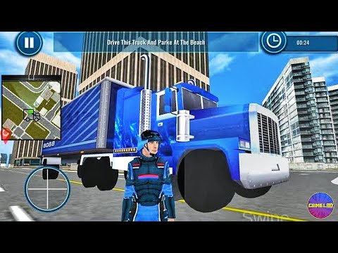 Transporting police vehicles on an Osprey plane in,"Police Muscle Car Cargo Plane" Android game play