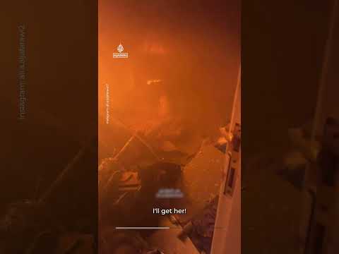 Girl rescued from flaming apartment after Israeli attack on Gaza | AJ #shorts