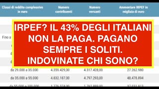 IRPEF? IL 43% DEGLI ITALIANI NON LA PAGA. PAGANO SEMPRE I SOLITI. INDOVINATE CHI SONO?