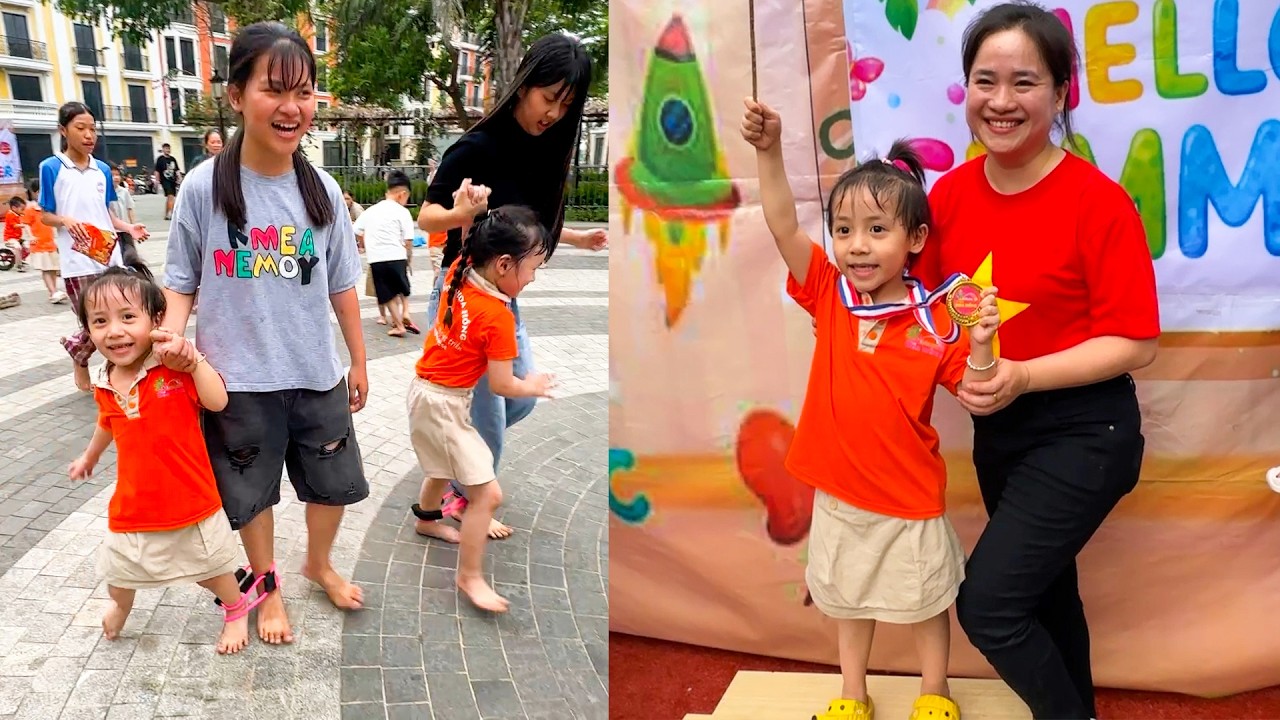 Diem and Quynh won gold medals at the school's sports competition