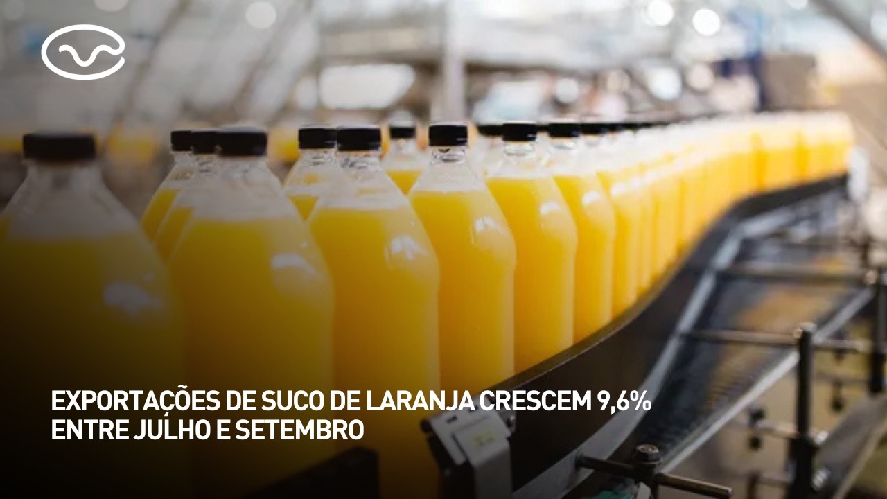 Exportações de suco de laranja crescem 9,6% entre julho e setembro