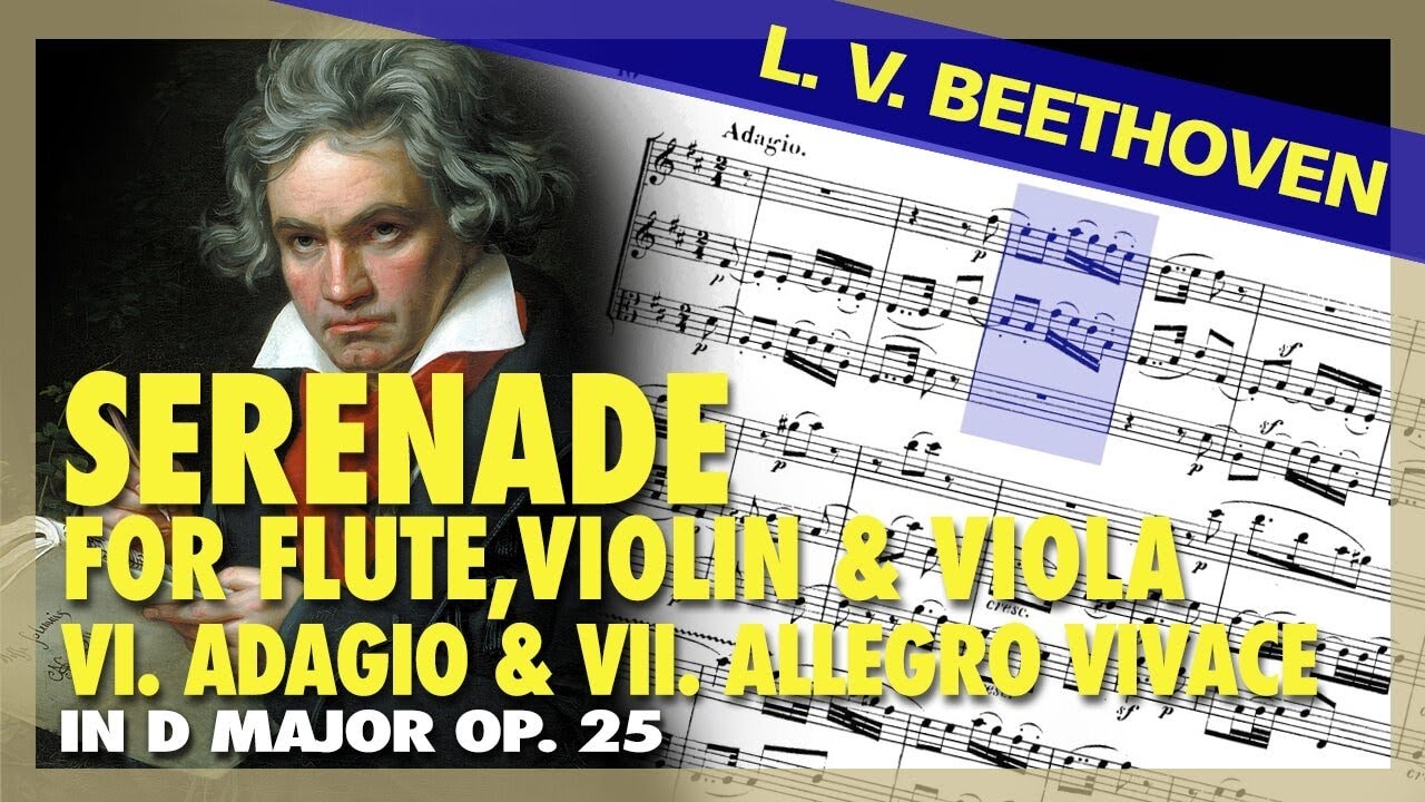 🎼  L. V. BEETHOVEN - Serenade for FLUTE, Violin & Viola Op  25 [Mov VI & VII] - (Sheet Music)