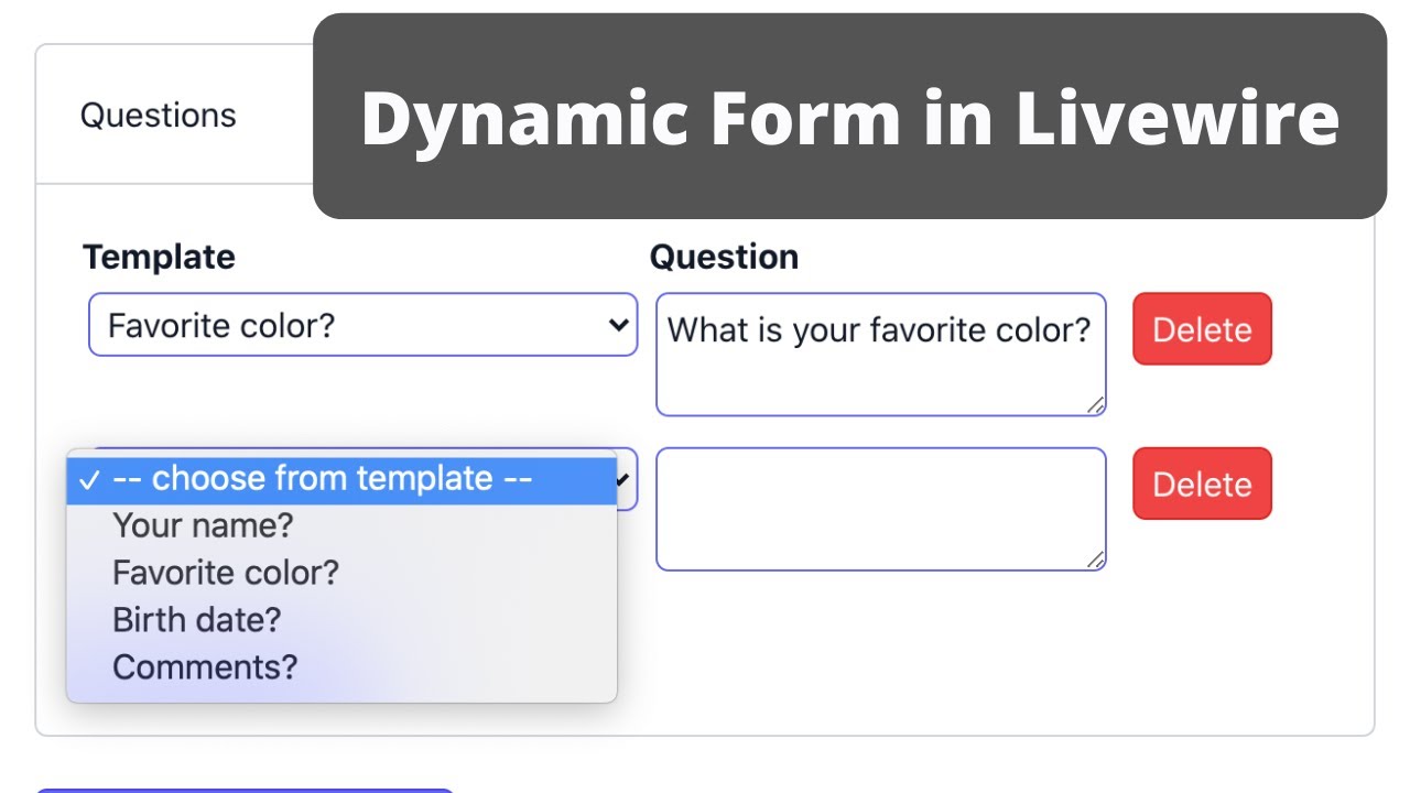 Livewire: Dynamic Form with Add/Delete Row and More