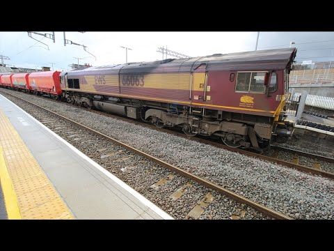 Class 73961 73965 Test Train, GBRf 66716, DB 66018, EWS 66063 Wellingborough Station 13th March 2021