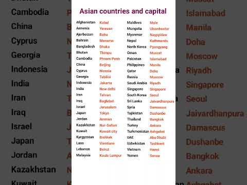 Asian countries and capitals @Generalmcqs