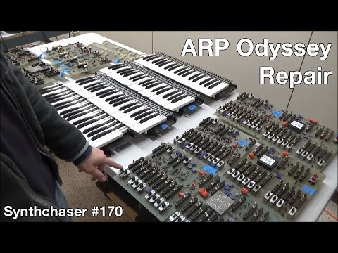 Quadruple ARP Odyssey Synthesizer Repair - Part 2 - Sliders, Keybeds & Capacitors - Synthchaser #170