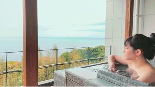 【ONSEN】温泉女子、客室露天風呂【Hot Spring】