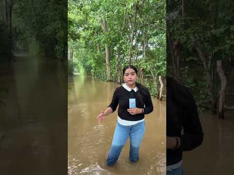 Inundaciones en comunidad Boca Poza, cantón Cangrejera, La Libertad, Marina Alas con la información