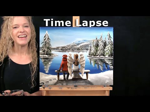 Learn How to Draw and Paint "ANGEL BY YOUR SIDE" with Acrylics- Time Lapse Step by Step Art Tutorial