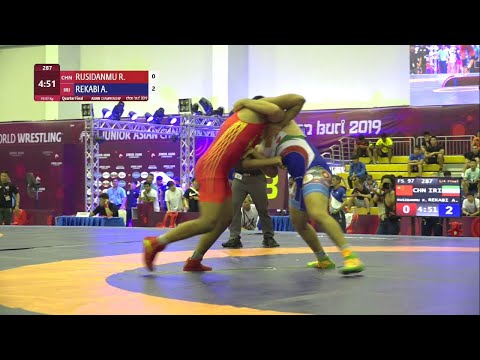 1/4 FS - 97 kg: R. RUSIDANMU (CHN) v. A. REKABI (IRI)
