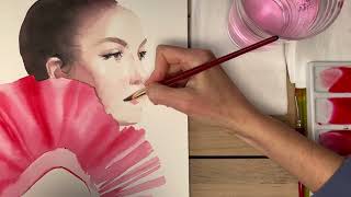 How to draw lips for female portrait using watercolor #watercolortutorial #drawinglips #fashionface