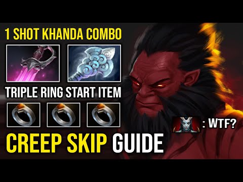 How to Creep Skip Mid Against QOP with Triple Ring Start Item 1 Shot Khanda Wind Waker Axe Dota 2