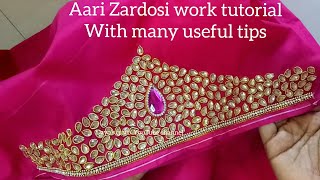 Aari/ Maggam work Making of heavy work with Zardos