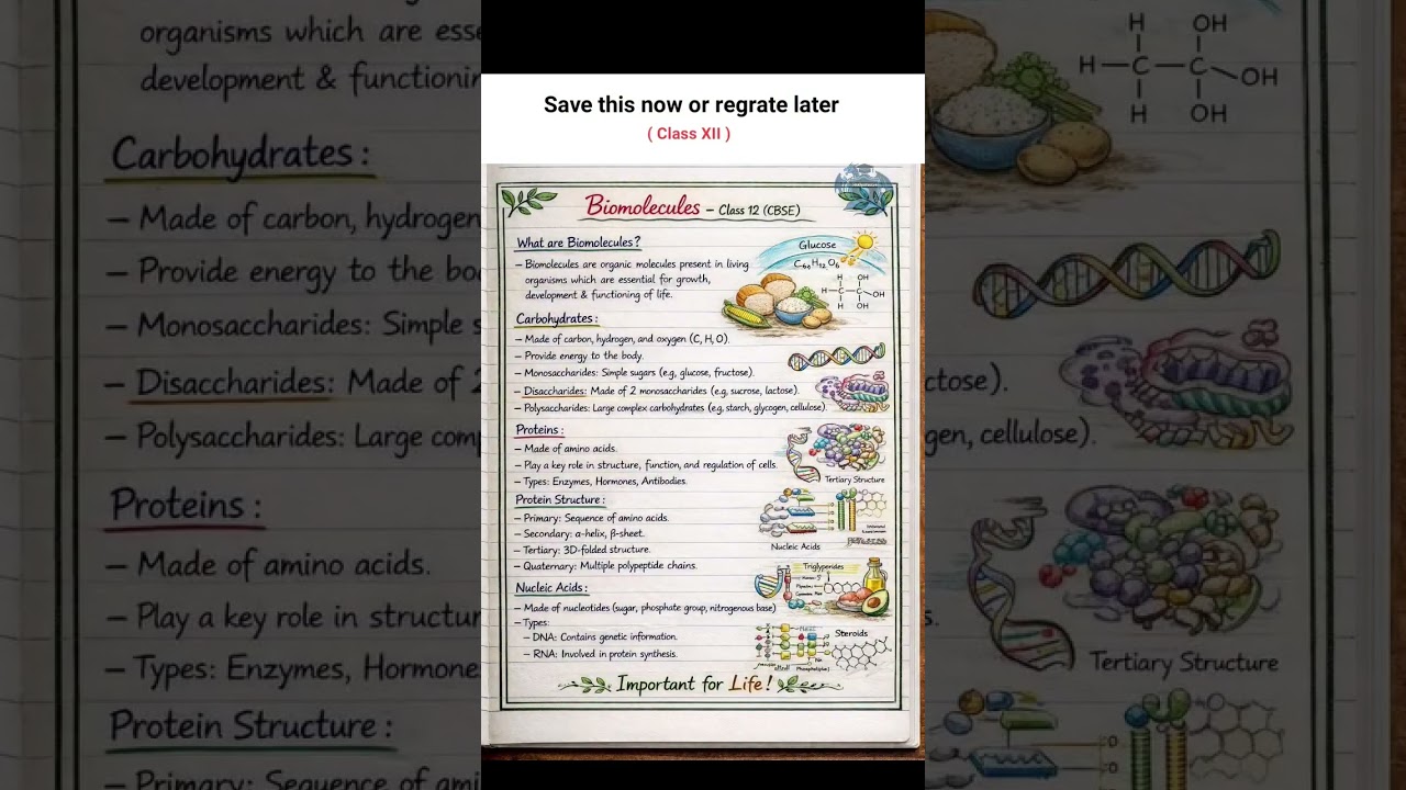 You Won’t Forget Biomolecules After This | #shorts #biomolecules#youtubeshorts #shortsfeed