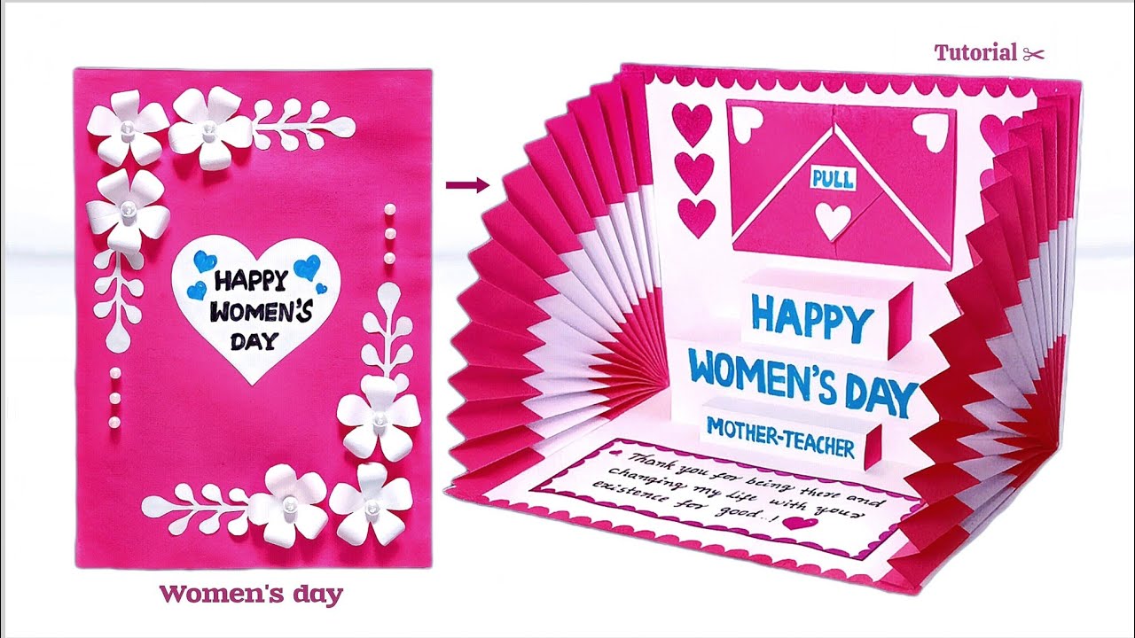 Make this Women's day card for your Mother / Teacher 🙋🏻‍♀️and Thank them | Women's day card making