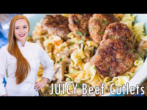 JUICY Beef Cutlets Recipe with Creamy Mushroom Gravy!!...