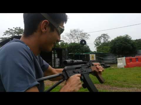 Firing a friend's hard kicking WE AK GBBR
