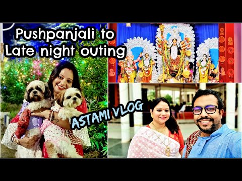 Taking my puppies out on ashtami night | From pushpanjali to late night outing with puppies