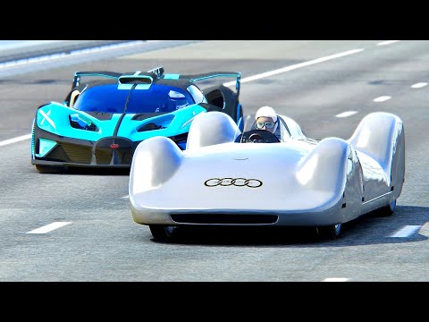 Bugatti Bolide vs Auto Union Type-C 1937 - Drag Race 20 KM