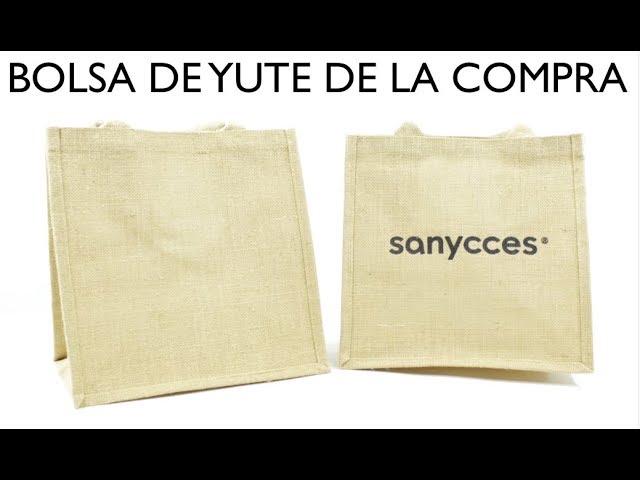 Vídeo relacionado con Bolsa de playa de yute personalizada con nombre o inicial, con bolsillo frontal de algodón, asas cortas reforzadas, capacidad de 10 kg (Bolsa de playa personalizada NATURAL)