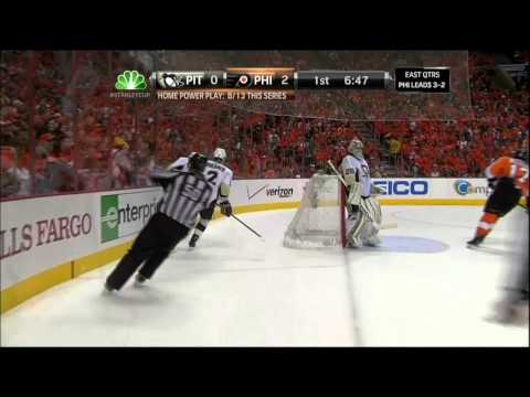 Scott Hartnell human torpedo goal. Pittsburgh Penguins vs Philadelphia Flyers 4/22/12 NHL Hockey