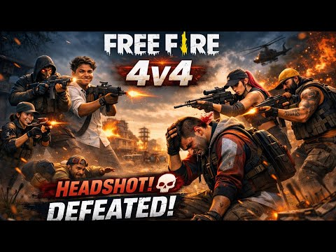 4v4 Custom Match Free Fire | Intense Squad Battle 🔥 Pro Headshots Gameplay Telugu 