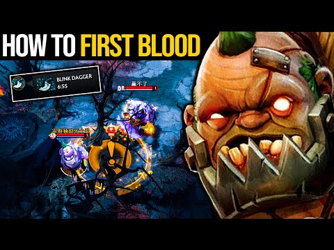7.29 How To Get FIRST BLOOD By Pudge !!! Epic 6Mins BLINK DAGGER | Pudge Official