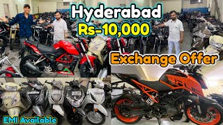 Starting😱10,000 Second🏍Hand Bikes Market in Hyderabad|🔥Finance Emi And Exchange Offer