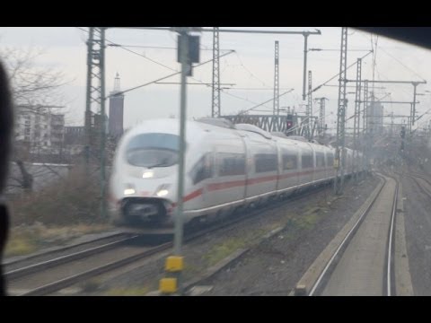 German Trains: ICE cab view; Frankfurt-Köln, 4Jan14