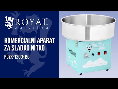videoposnetek - Komercialni aparat za sladko nitko - 52 cm - 1200 W - turkizna