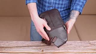 Сумка слінг чоловіча з натуральної фактурної шкіри 21401 Vintage коричневий