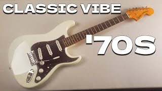 Video thumbnail for Squier by Fender Classic Vibe '70s Stratocaster Electric Guitar in Olympic White by Landon Bailey