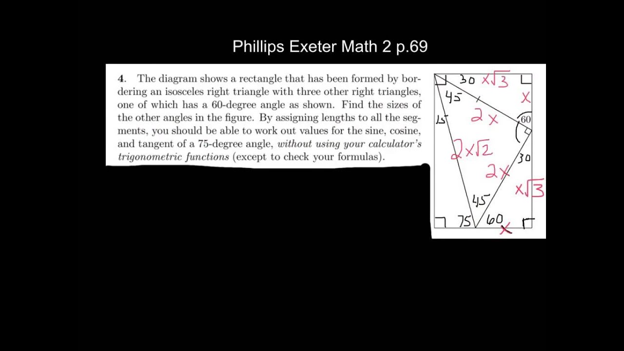 Trig functions of 75 degrees w/o a calc