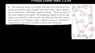 Trig functions of 75 degrees w/o a calc
