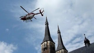 preview picture of video 'Rettungshubschrauber Start auf dem Köthener Marktplatz'