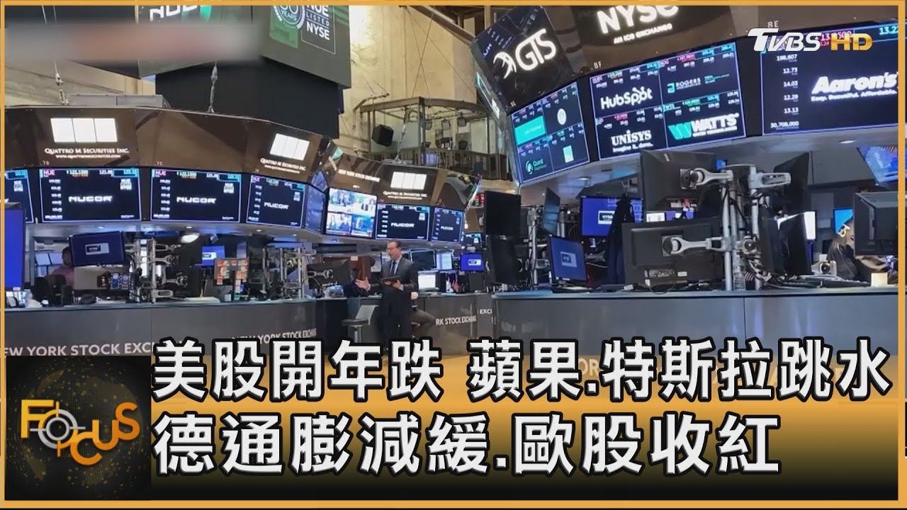 美股開年跌 蘋果.特斯拉跳水 德通膨緩.歐股收紅
