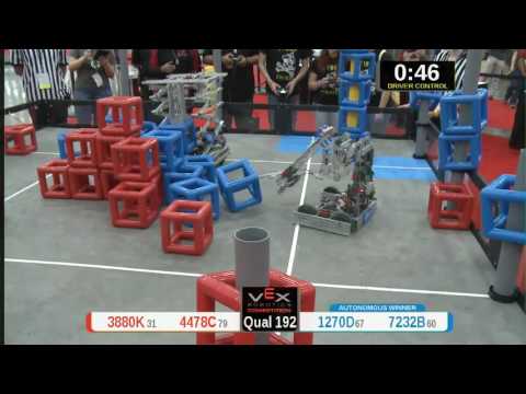 2015 VRC Tech Q192 - 3880K 4478C vs 1270D 7232B - 23 to 68 - VEX Worlds 2015 - Technology Division