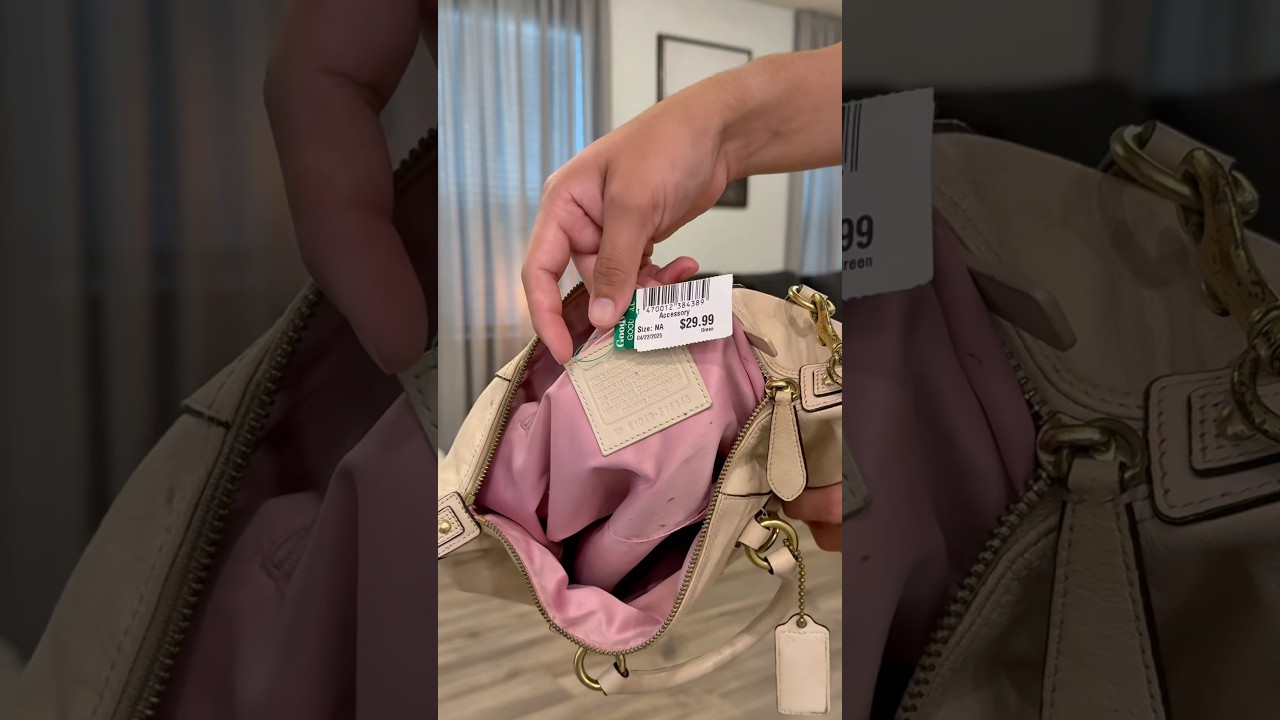 From Goodwill thrift, to a gorgeous gift🍨#cleaning #leather #coach #Y2Kbag #thrift #beforeandafter