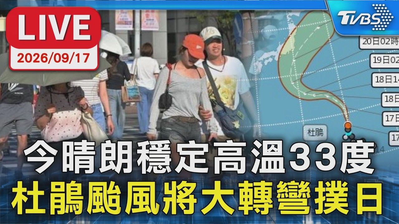 今晴朗穩定高溫33度 杜鵑颱風將大轉彎撲日|LIVE