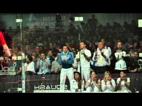 Gregory Gaultier vs James Willstrop during final match at European Squash Team Championships 2016