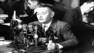 Howard Hughes and Retired Major General Oliver Echols testify before Senate commi...HD Stock Footage