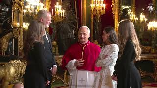 La Familia Real en el acto institucional con motivo de la visita de Su Santidad el Papa León XIV a España